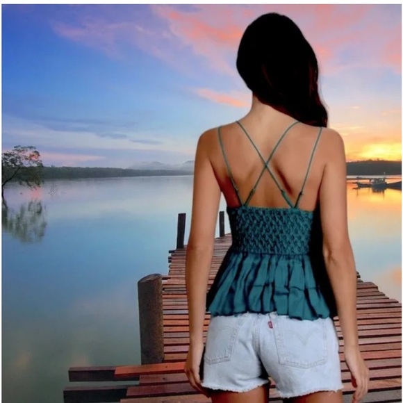 Free People Black Adella Lace Ruffle Tiered Camisole BUY ONE GET ONE FREE ‼️ - Picture 10 of 16